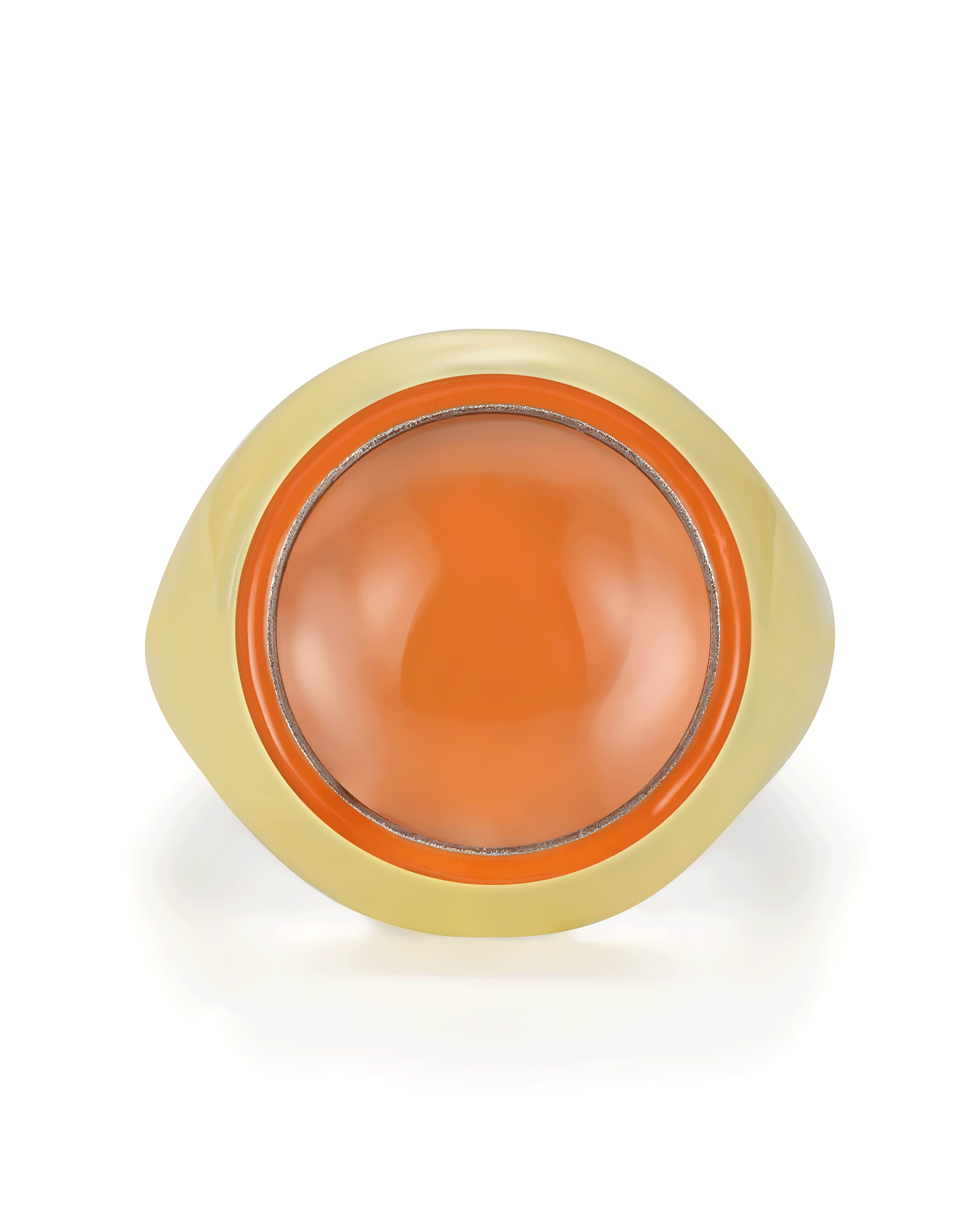 Yellow signal ball white crystal ring