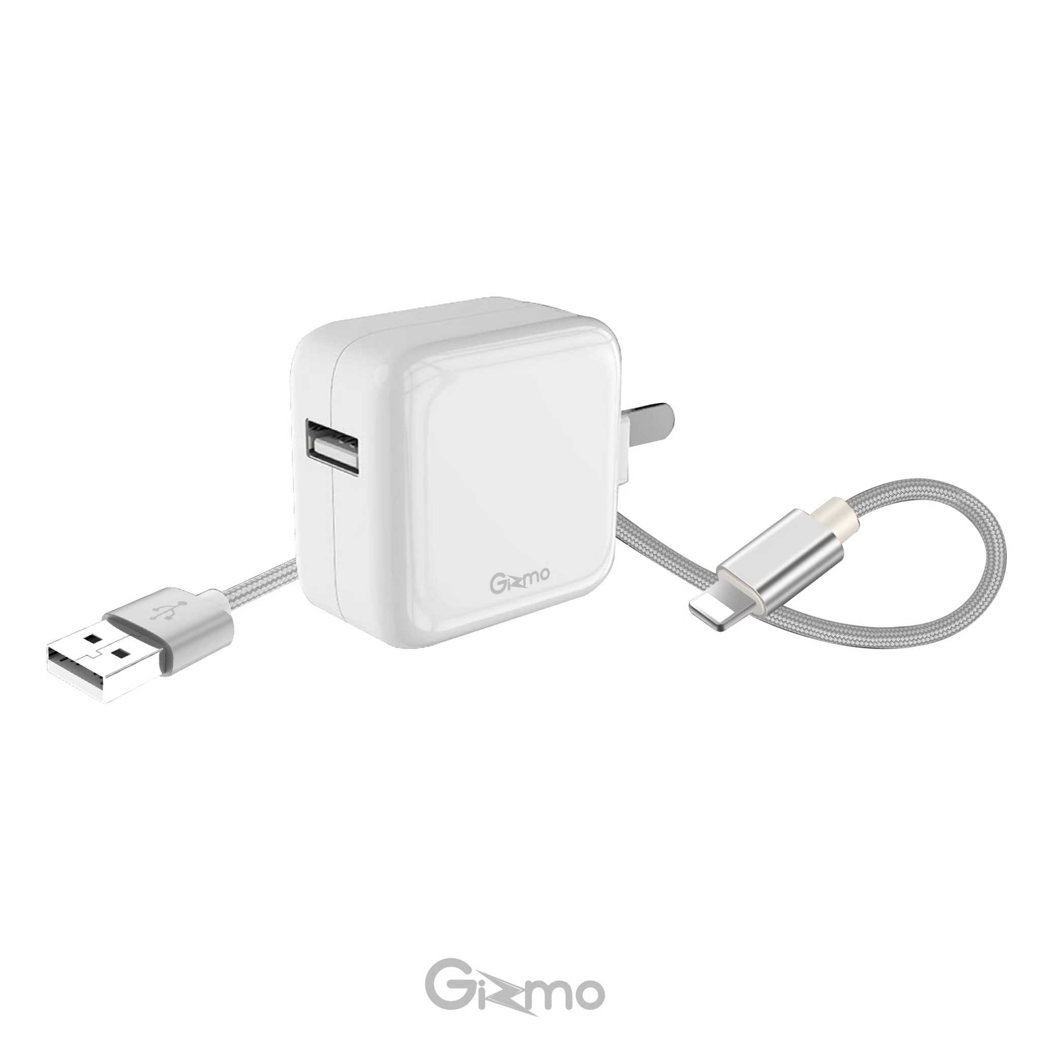 Gizmo อะแดปเตอร์ หัวชาร์จ พร้อม สายชาร์จ อุปกรณ์ชาร์จ สำหรับ lightning micro สีขาว GA-005 GA-006