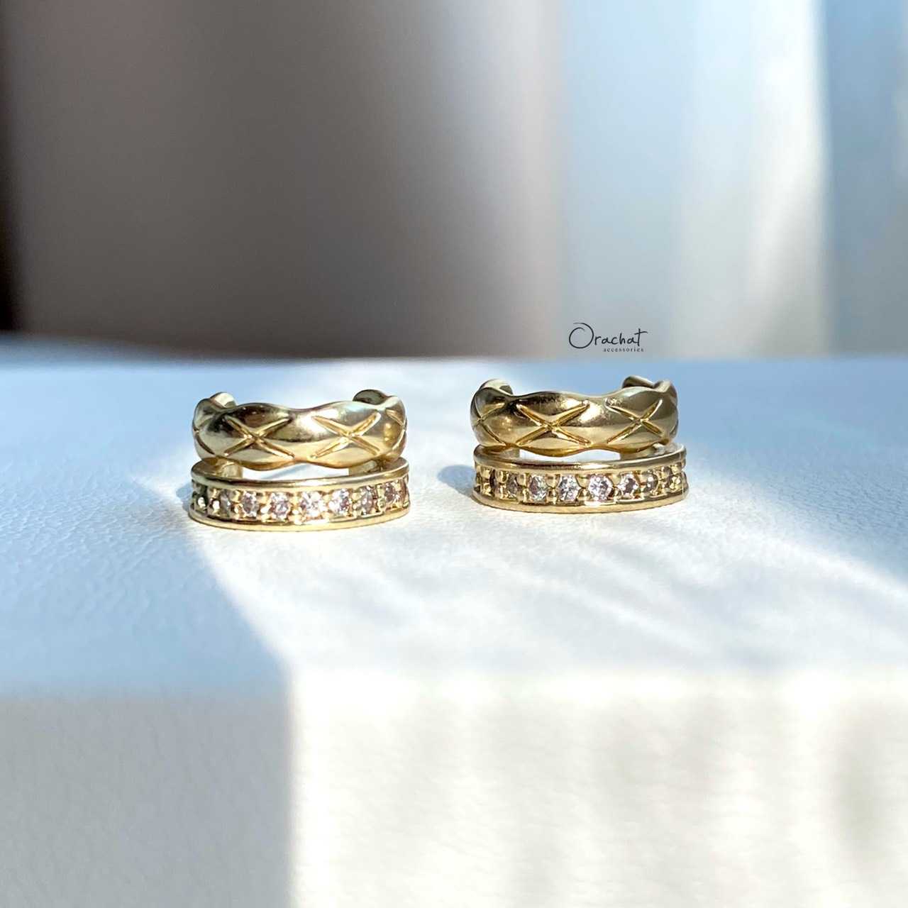 💢Clearance💢 Cary earrings. (ต่างหูห่งงานชุบทองคำขาว สีทอง เพชร CZ)