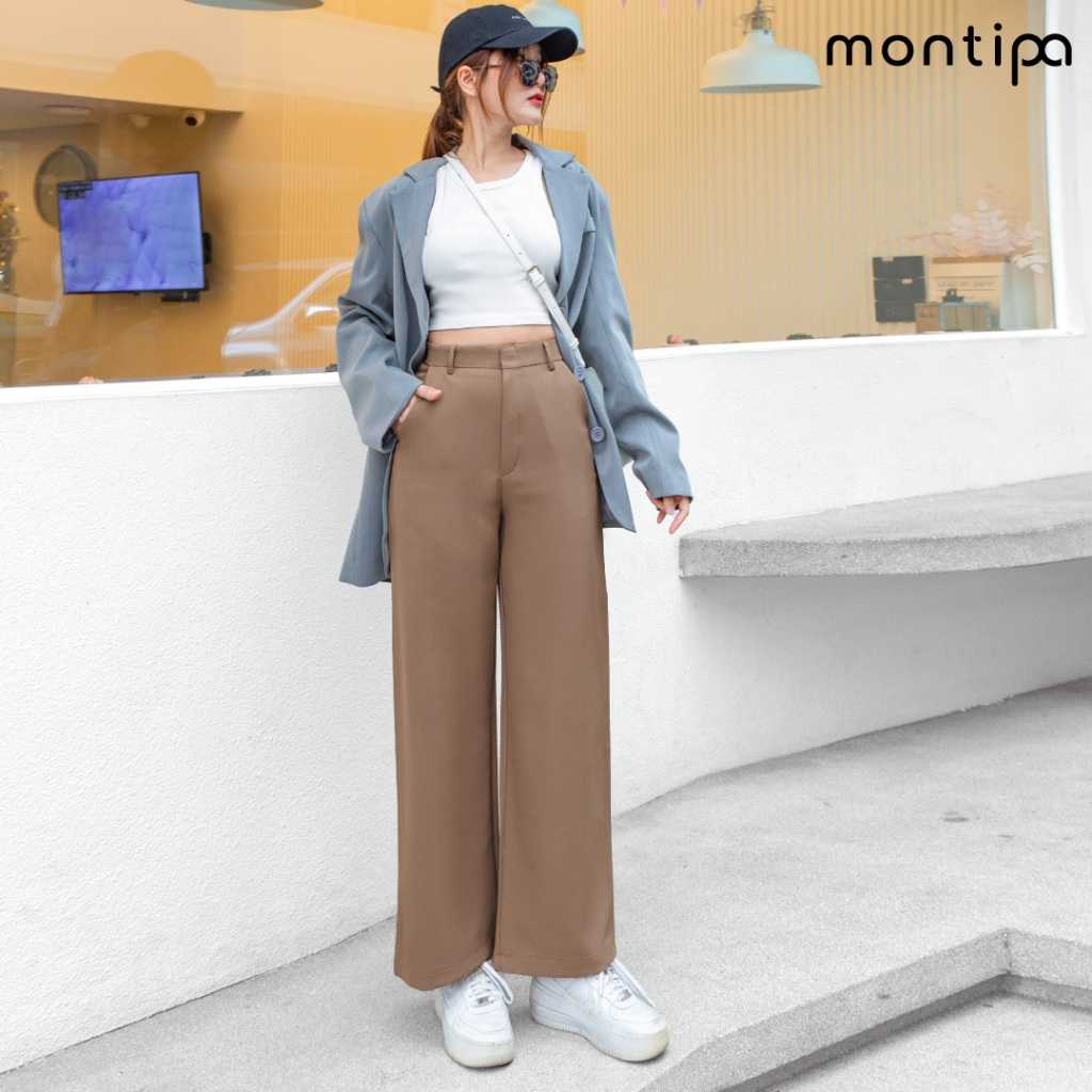 Montipa กางเกงขายาวทรงกระบอกเบสิค แมทช์ง่ายกับลุคไหนก็คิ้วท์สุดๆ 44PWV56