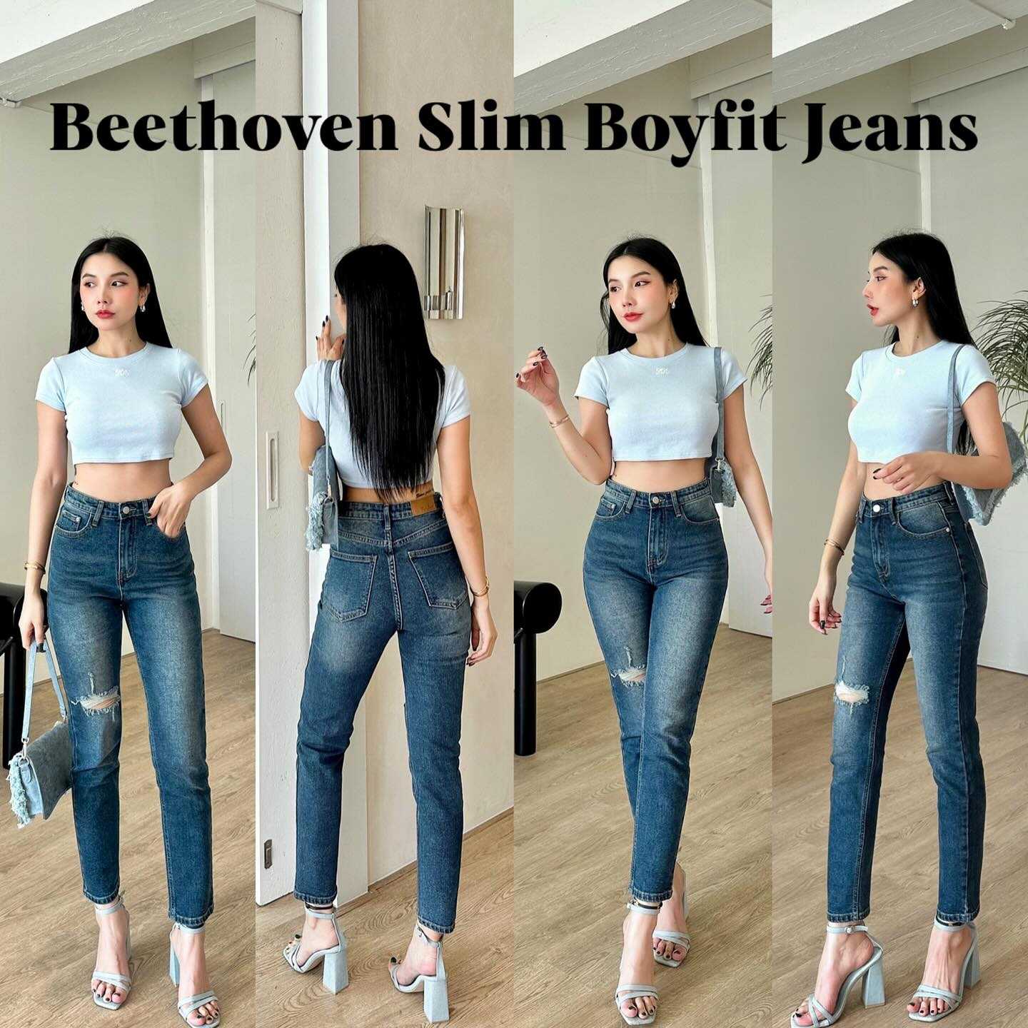 slim boyfit孕婦牛仔褲