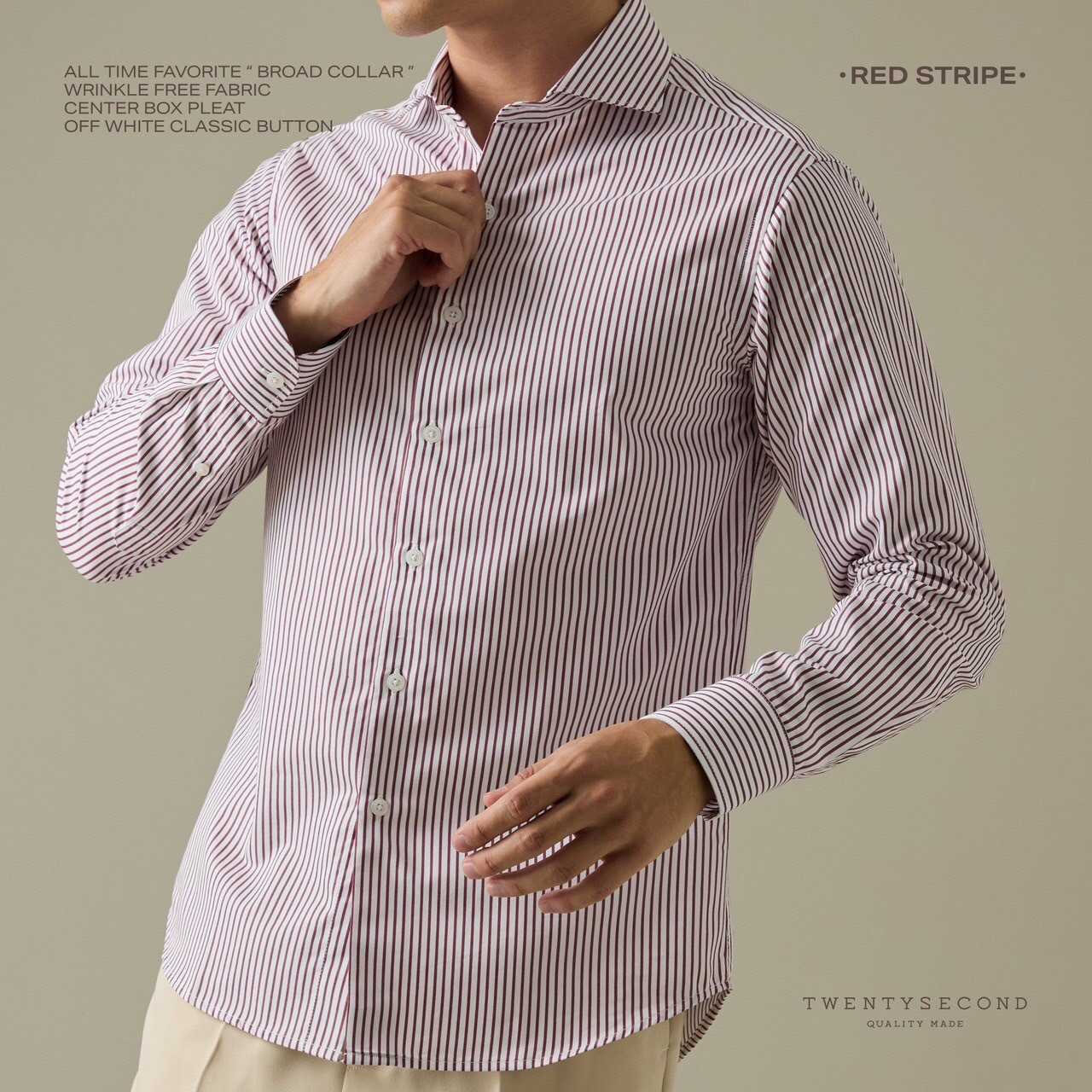 WRINKLE FREE DRESS SHIRT - STRIPE RED