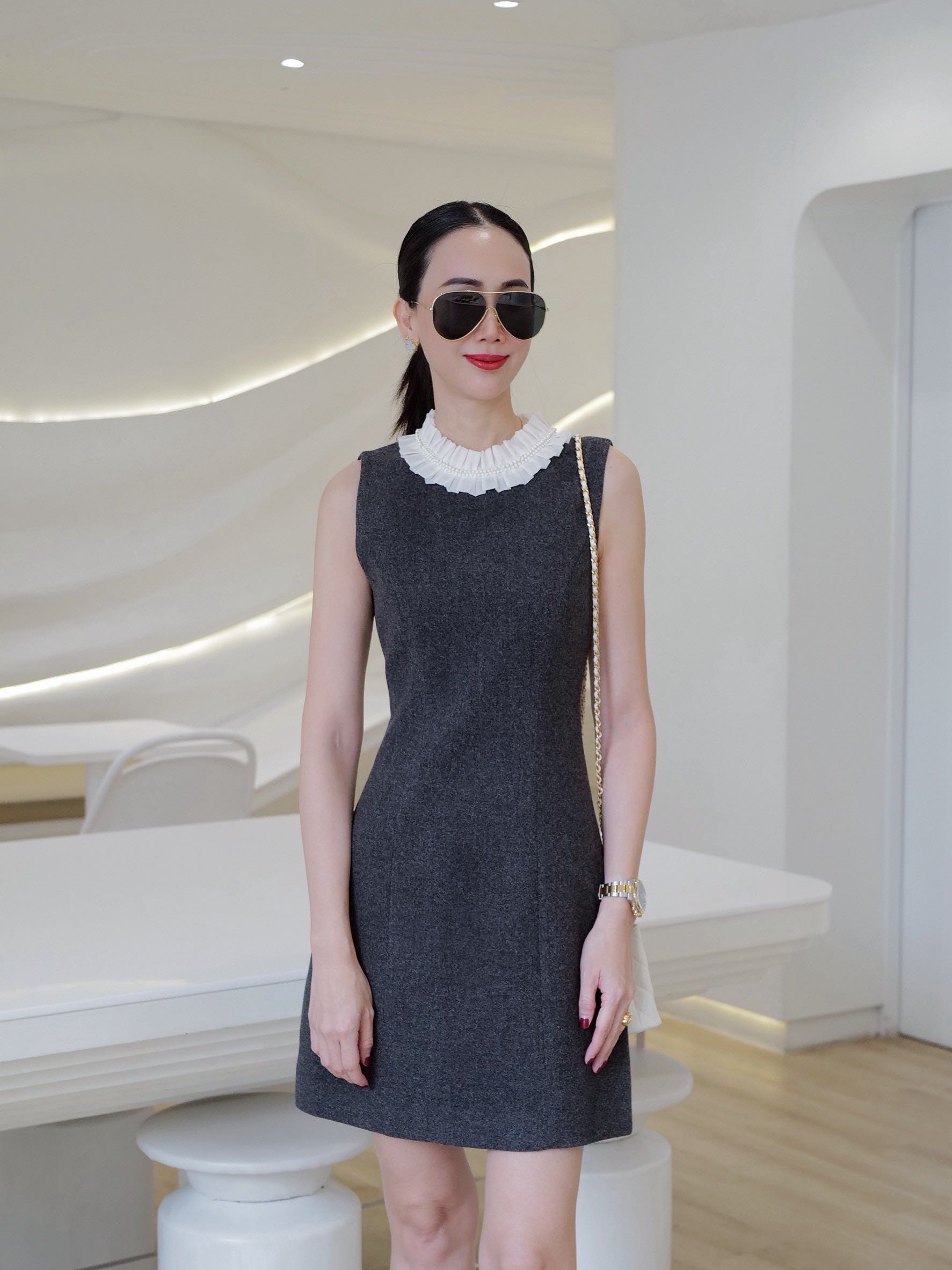 (Pre-order)DEEP GREY COTTON DRESS 