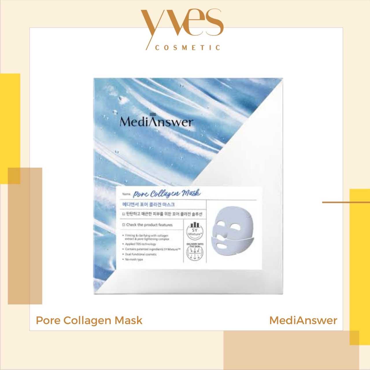MediAnswer Pore Collagen Mask 5 แผ่น/กล่อง (ฟ้า)