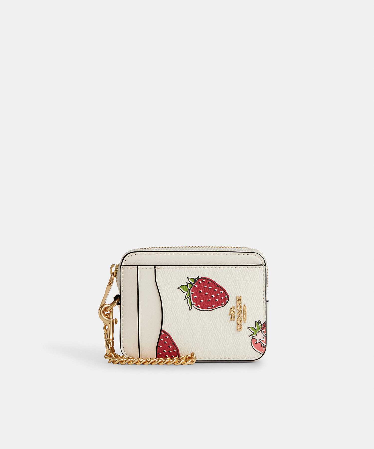 COACH ZIP CARD CASE WITH STRAWBERRY PRINT CAR32 IMCAH