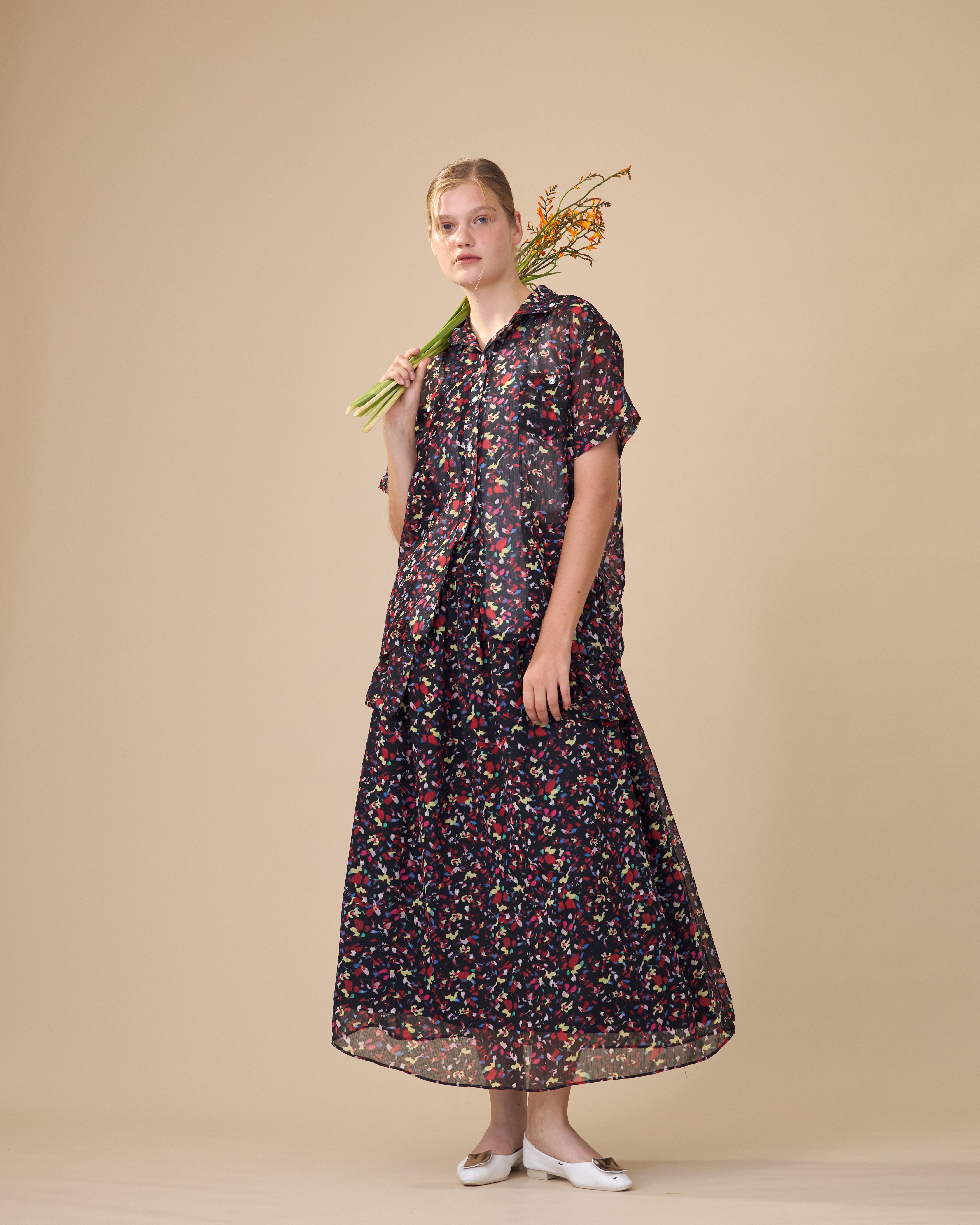 Chita studio-Poppy blooming top shirt เสื้อเชิ้ตแขนสั้น