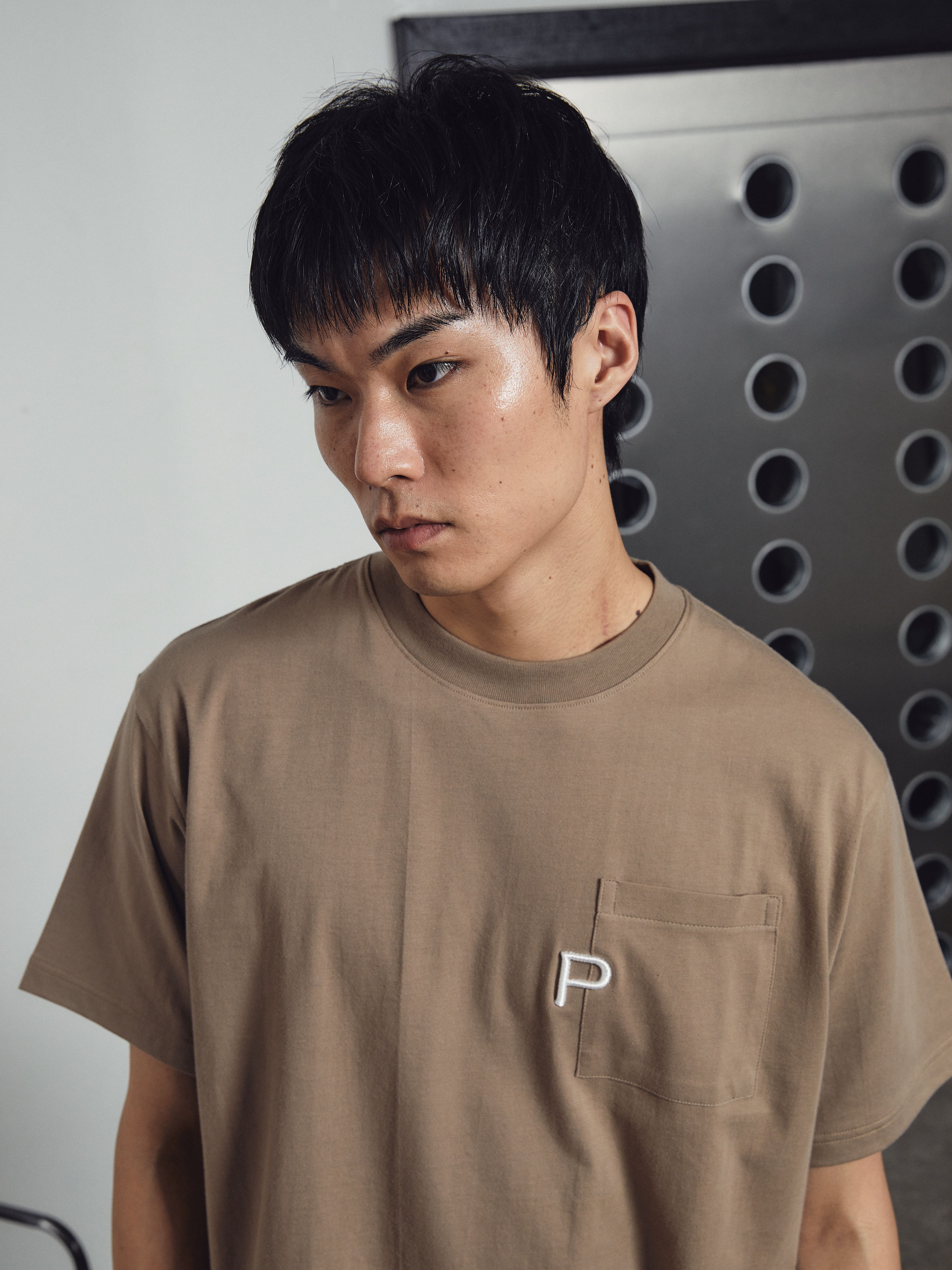 Brown Embroidery  P Logo T-Shirt