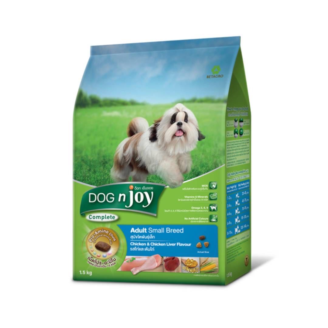 Dog’n Joy อาหารสุนัขพันธุ์เล็ก รสไก่และตับ 1.5 kg.