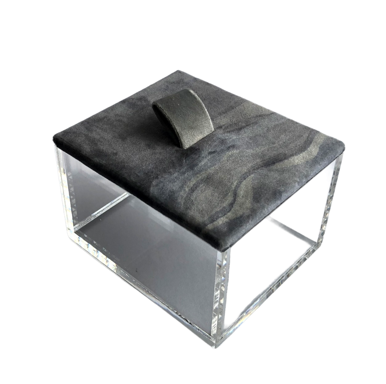 Box, Acrylic, Velvet Fabric, Gray, M