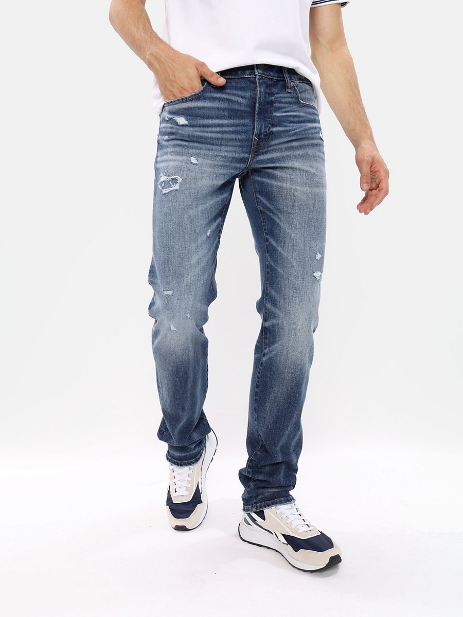 กางเกงยีนส์ ผู้ชาย INTL EXCLUSIVE DARK DESTROY W/ GLUE BACK SLIM STRAIGHT FIT ( 011-6487-958 )