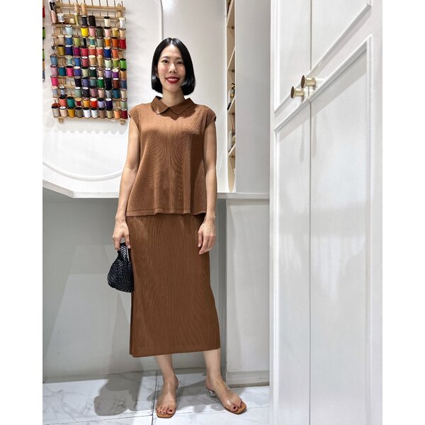 2MUAY รุ่น GJO11530 / GJO11524 เซ็ตอัดพลีท PETER PAN COLLAR PLEATED SET 10 สี FREE SIZE