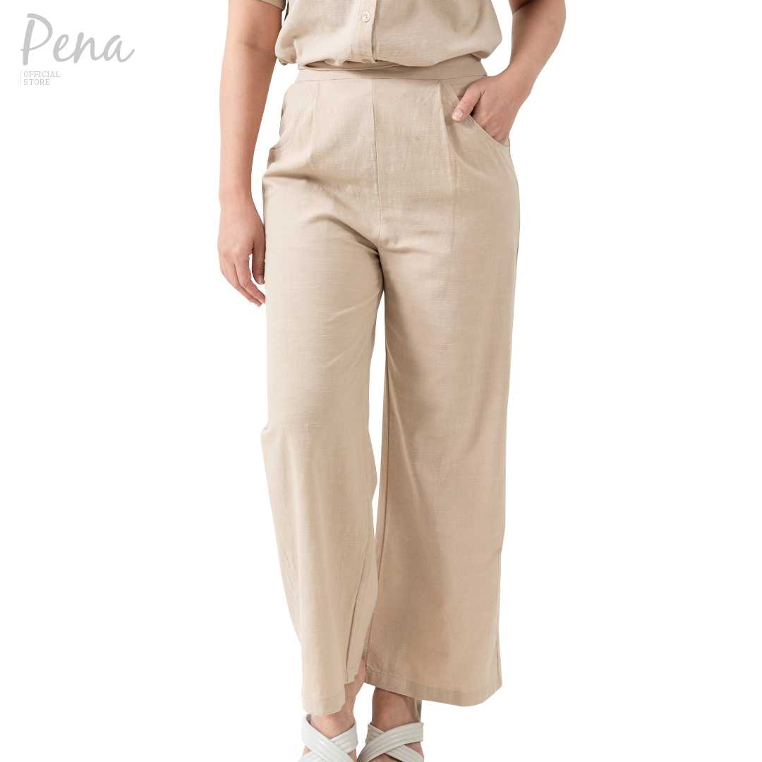 Pena house กางเกงลำลองผู้หญิง ขายาว ทรงกระบอกใหญ่ PWPL122401