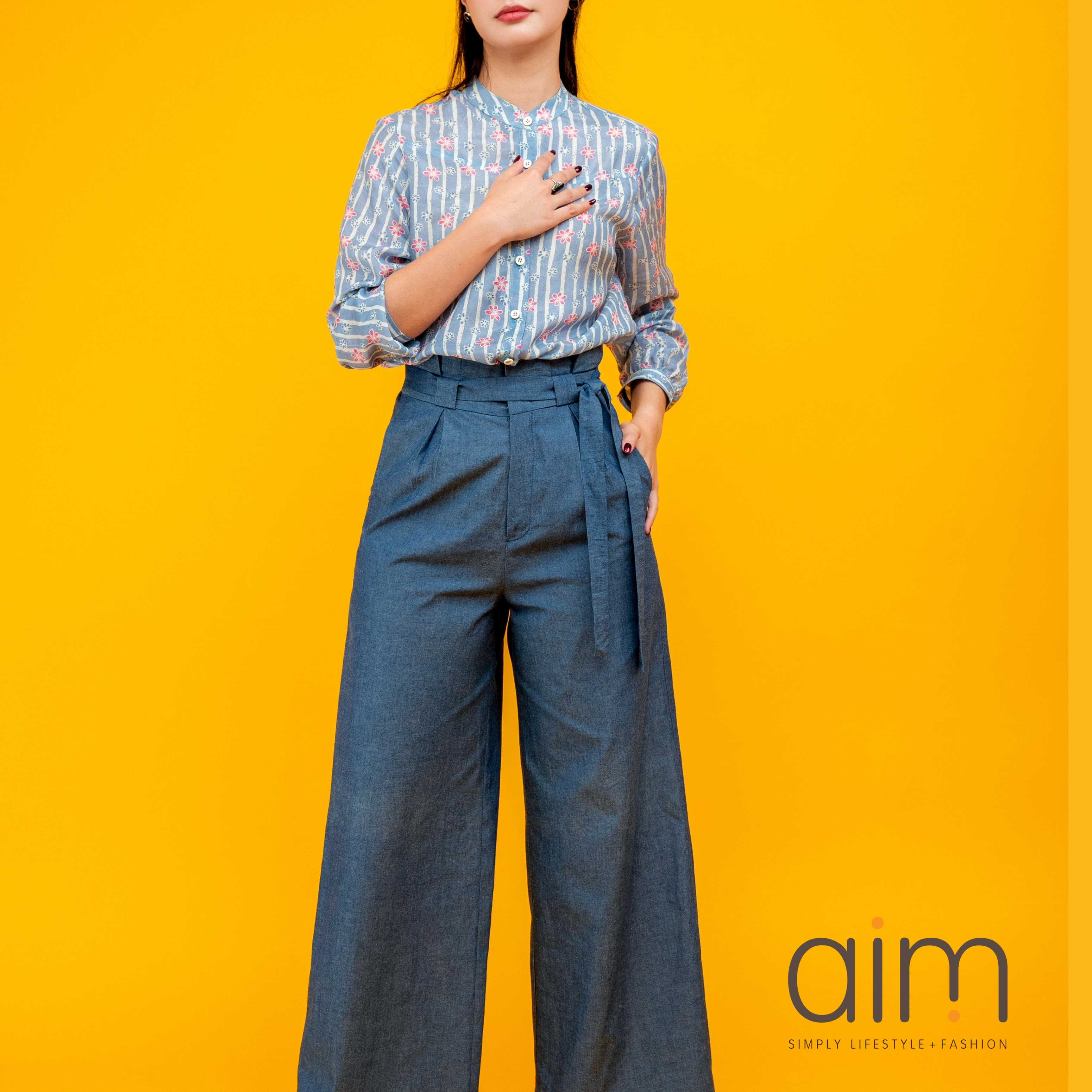 High Waist Wide Leg Pants : Chambrey