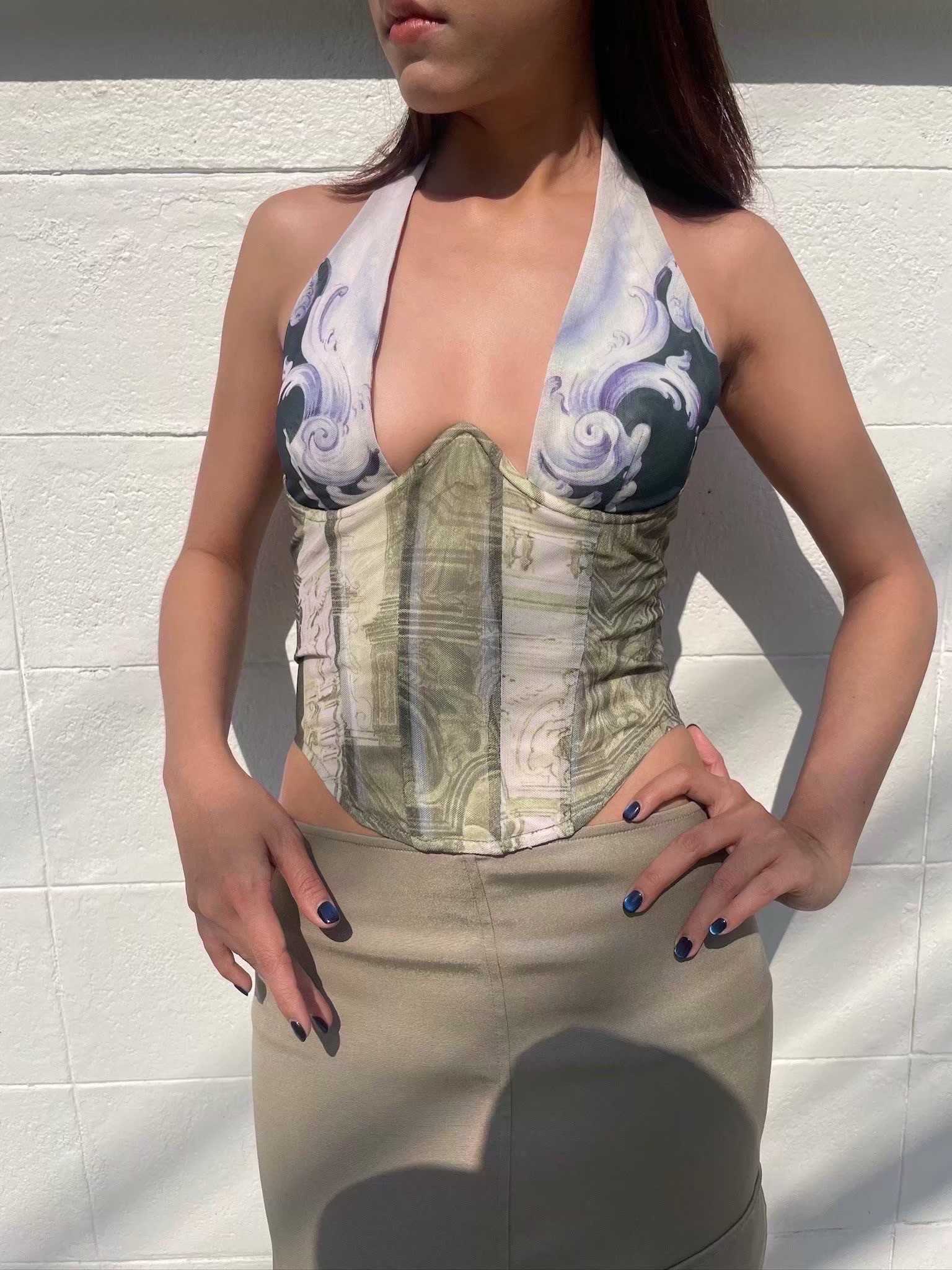 SALE MIAOU ARI CORSET-EMBLEM PRINT