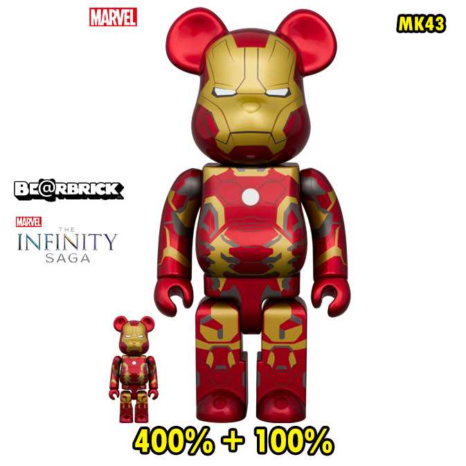 BE@RBRICK IRON MAN MARK 43 100% & 400% ( MEDICOM TOY EXHIBITION '24) (TC)