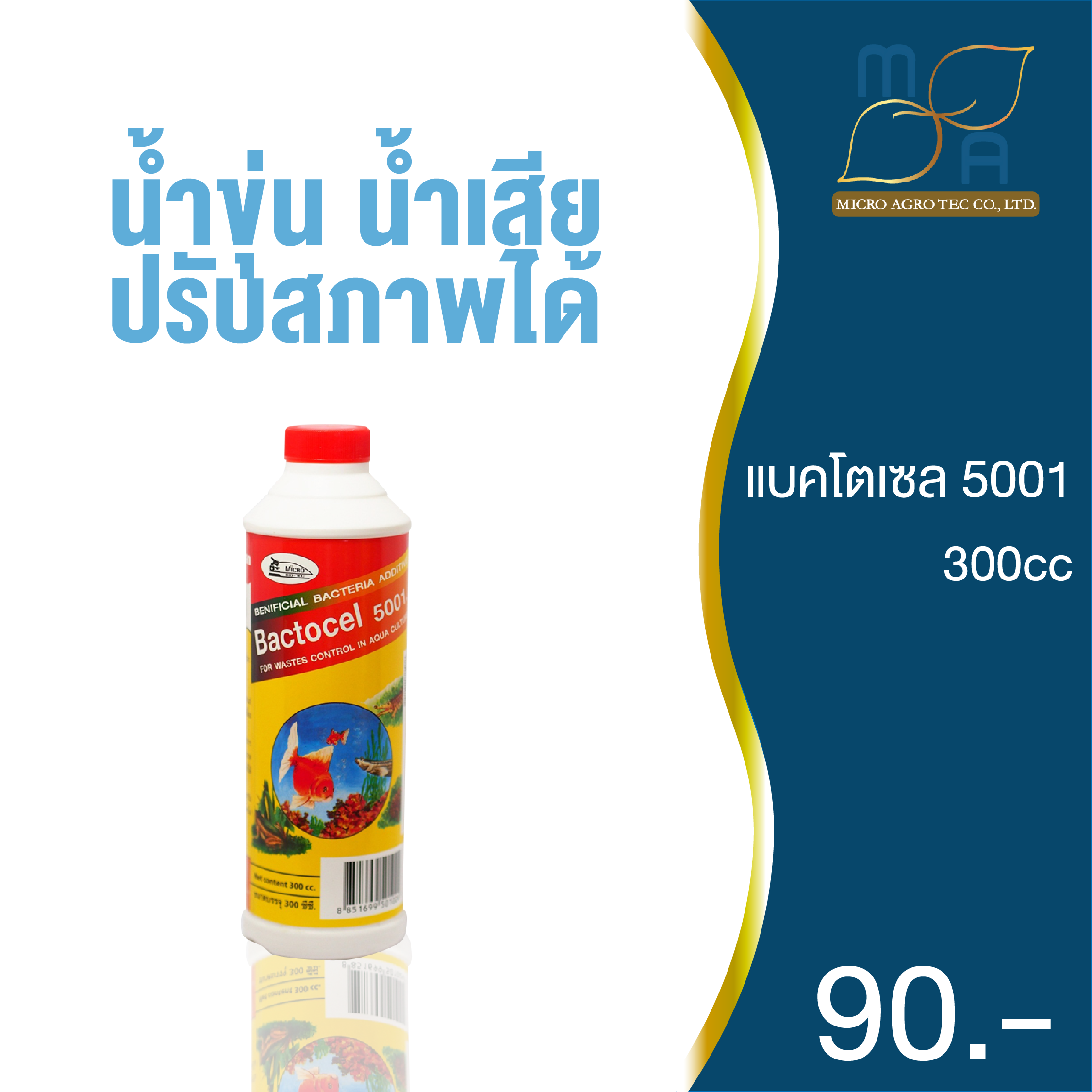 แบคโตเซล 5001 300cc จุลินทรีย์น้ำใส แก้น้ำขุ่น บ่อปลา น้ำพัก ลดตะไคร่น้ํา