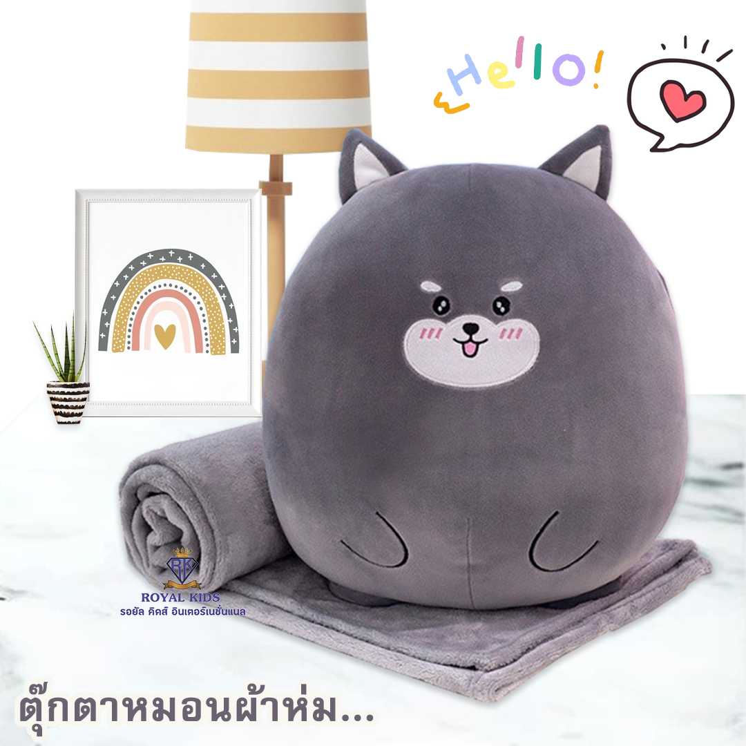 AY0017 หมอนผ้าห่ม สีสันสดใส ตุ๊กตาน่ารัก เป็นได้ทั้งหมอนหนุนหรือใช้เป็นหมอนพิงหลัง มีผ้าห่มในตัว