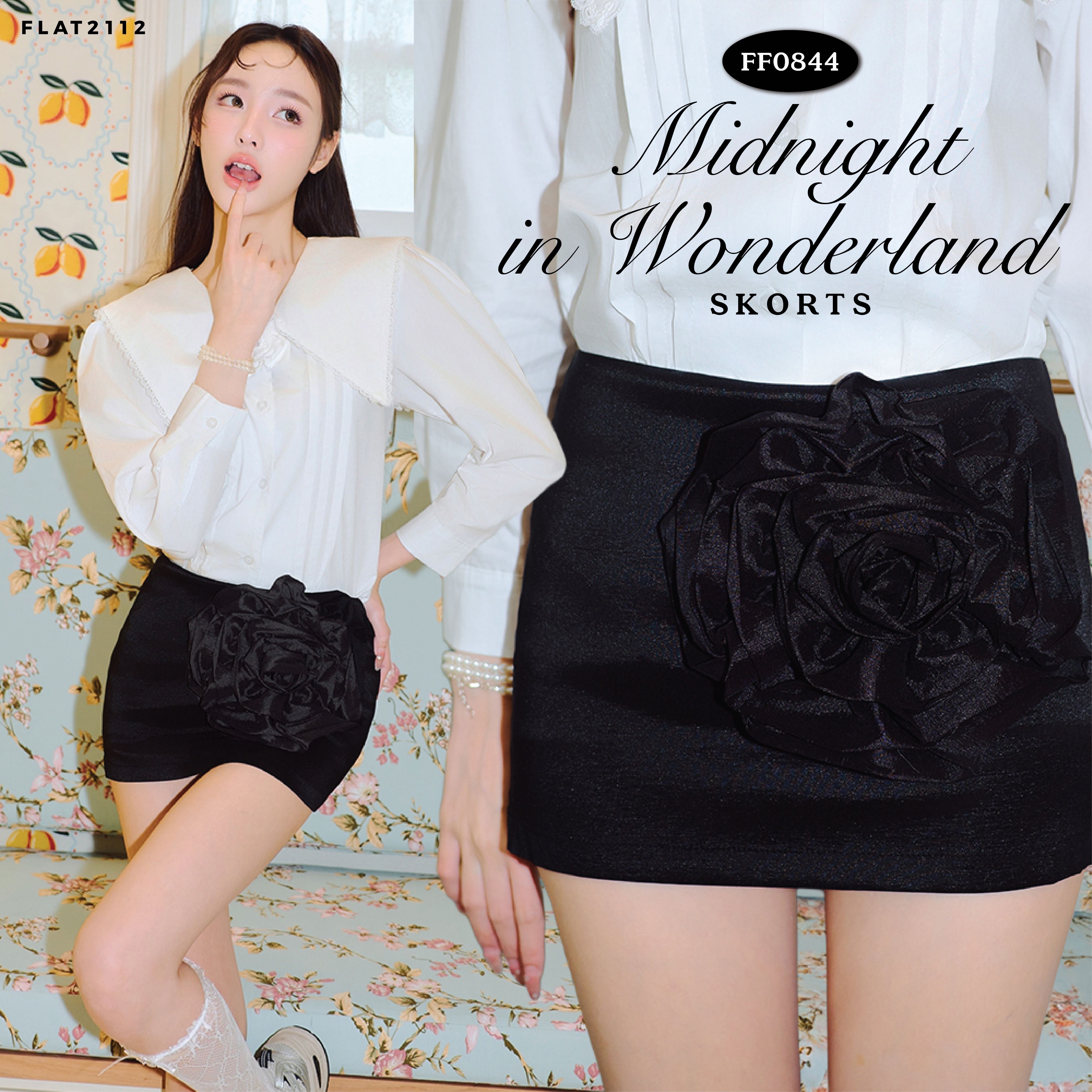 FLAT2112 : MIDNIGHT IN WONDERLAND SKORTS กระโปรงสั้นสุดชิค เเมตซ์ง่ายทรงสวย เข้ารูป(FF0884)