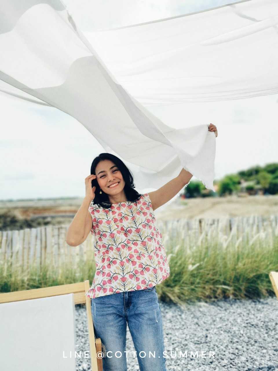 Titli Collection เสื้อ cotton india ทรงปีกผีเสื้อ #woodblockprint อก 38นิ้ว