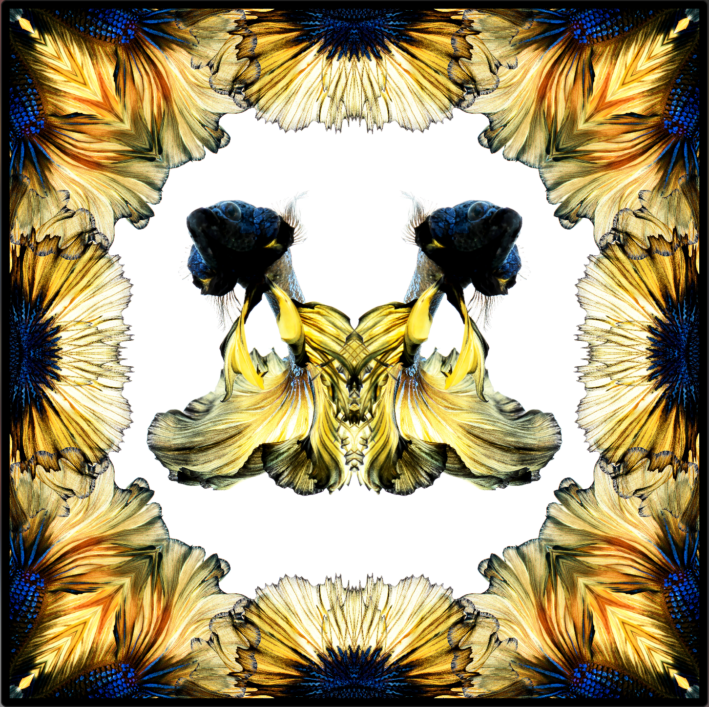 Duo Yellow Blue Mustard Halfmoon Betta Scarf - White/Yellow