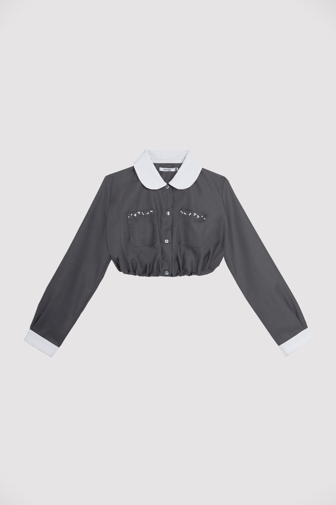 Waffle Cropped Shirt Grey