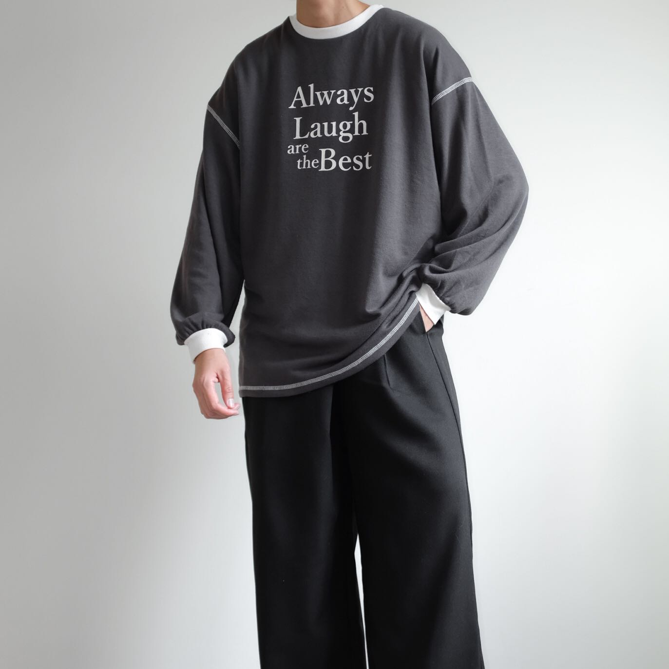 HELM  Crew Necks Cotton Oversized LongSleeve Tees
