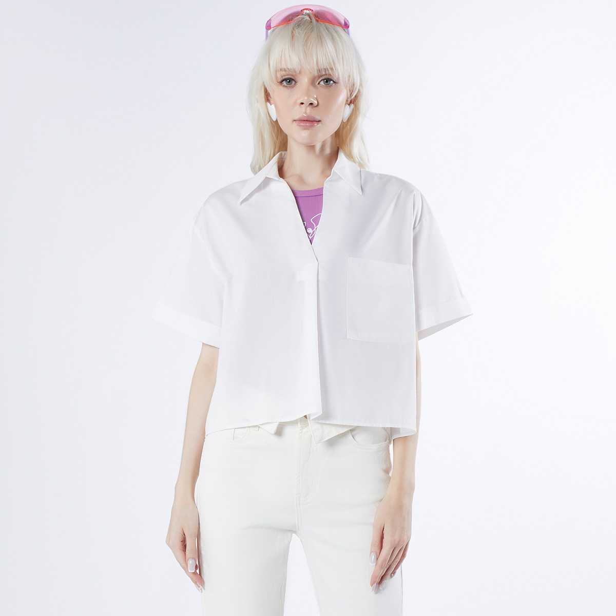 เสื้อเชิ้ตทรงครอป | Cropped Shirt | 06160