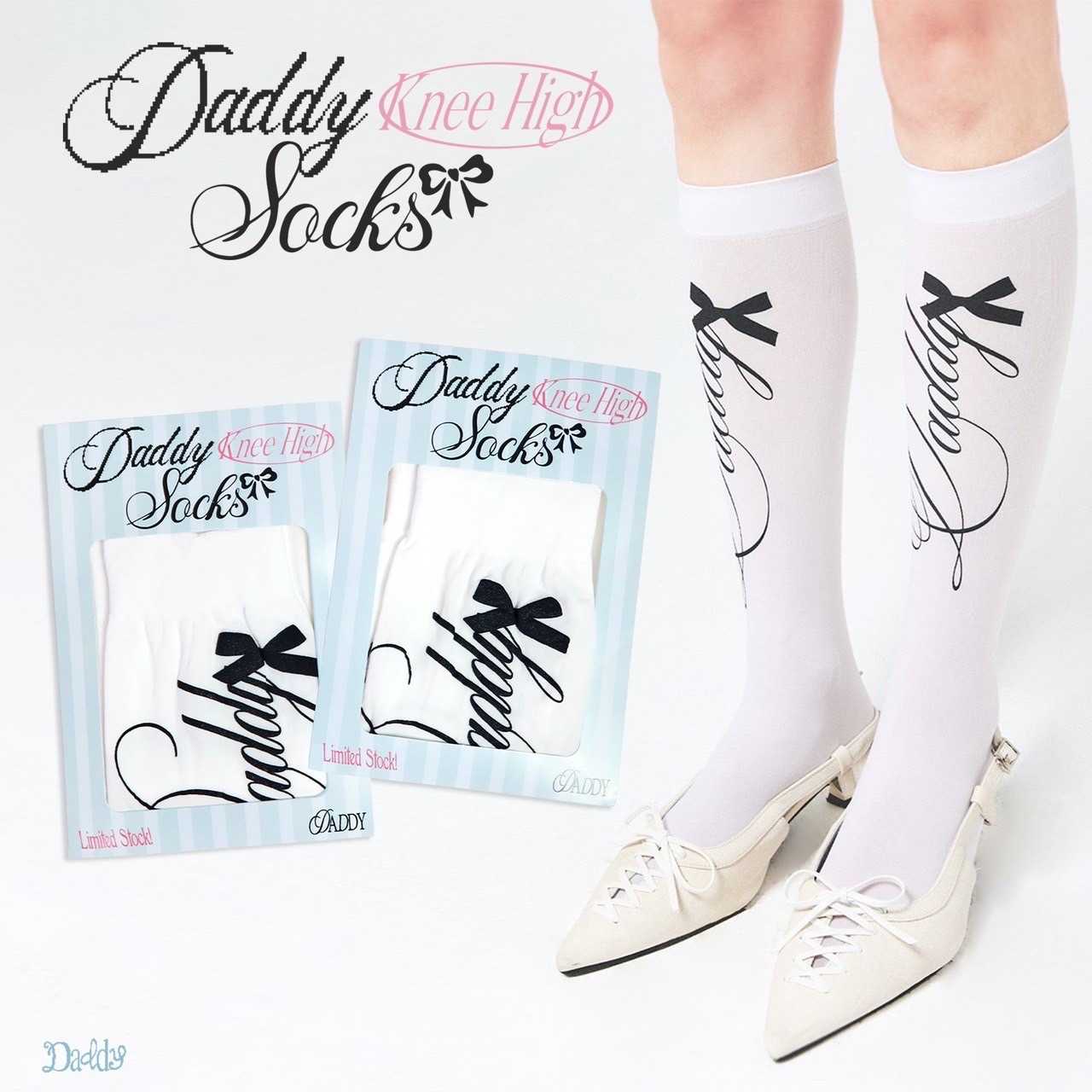 DADDY | Daddy Ribbon Socks ถุงน่องข้อยาว พิมพ์ลาย สุดน่ารัก