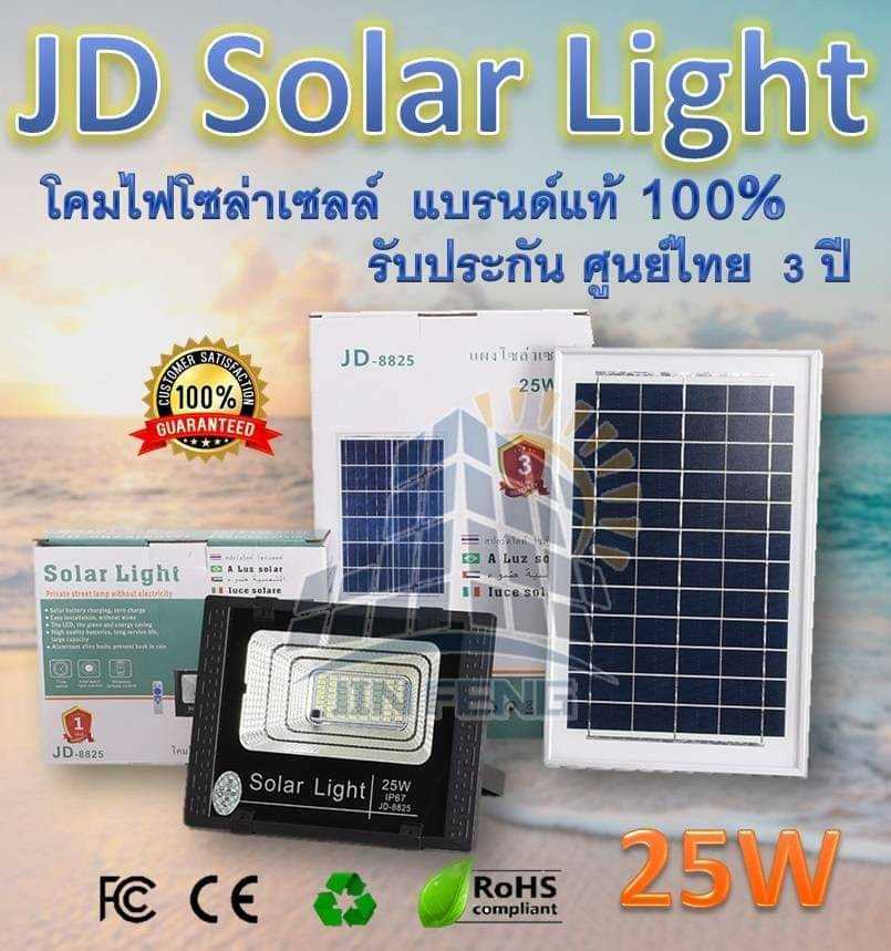JD-8825 ขนาด 25 วัตต์ ไฟโซล่าเซลล์ จิ๋วแต่แจ๋ว สว่างได้ทุกที่ สว่างยันเช้า ขอแค่มีแสงอาทิตย์