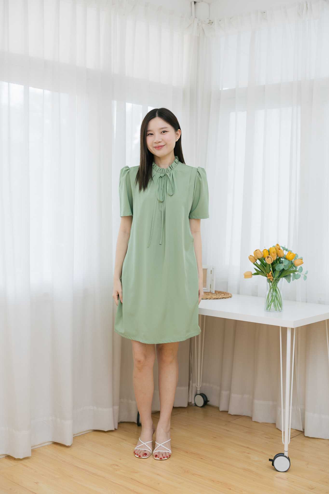 ชุดให้นม Green pistachio fur dress