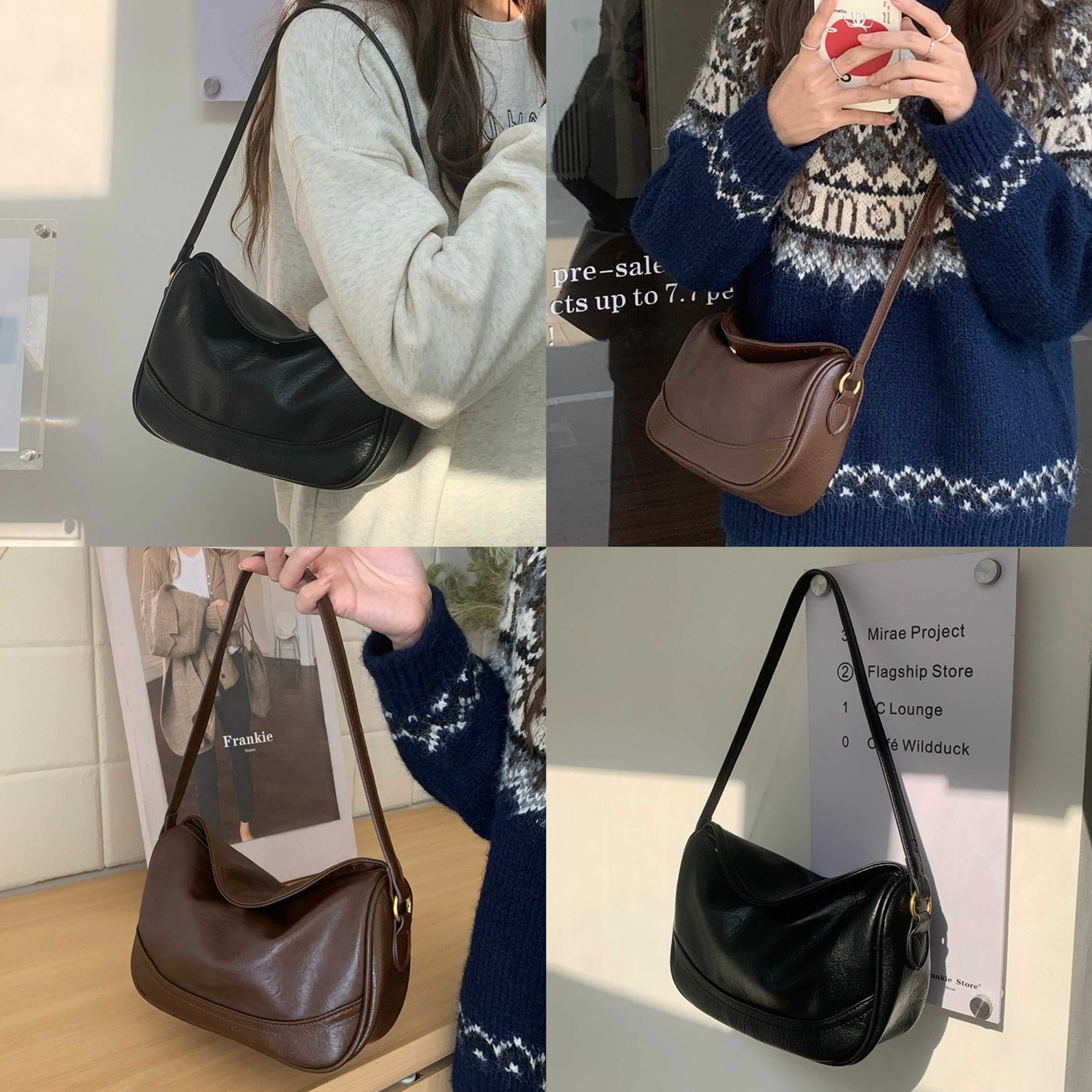 [พร้อมส่ง] 🤎🖤👜กระเป๋าหนัง PU สะพายข้าง มี 2 สี น้ำตาล/ดำ  | QB259