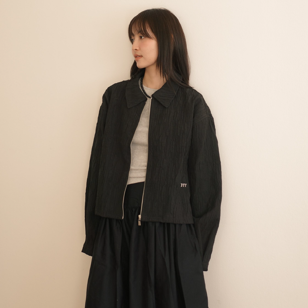 Mone zip-up jacket in black