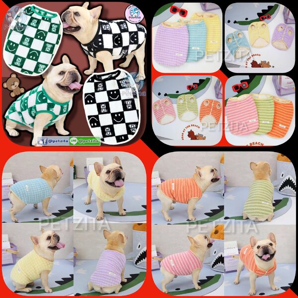 🇹🇭พร้อมส่ง🇹🇭 🟢⚫ เสื้อแขนกุดขนปุย สุดน่ารัก ผ้านิ่ม for pet สุนัข หมา แมว หมาอ้วน