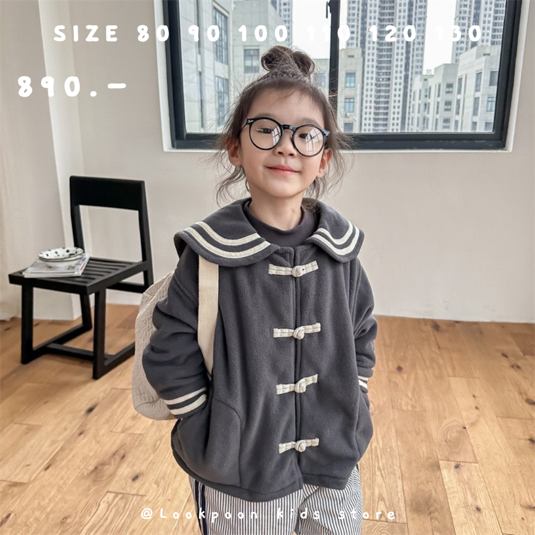 Winter❄️Brushed Warm Sailor Jacket เสื้อกันหนาวปกกะลาสีกระดุมผ้า