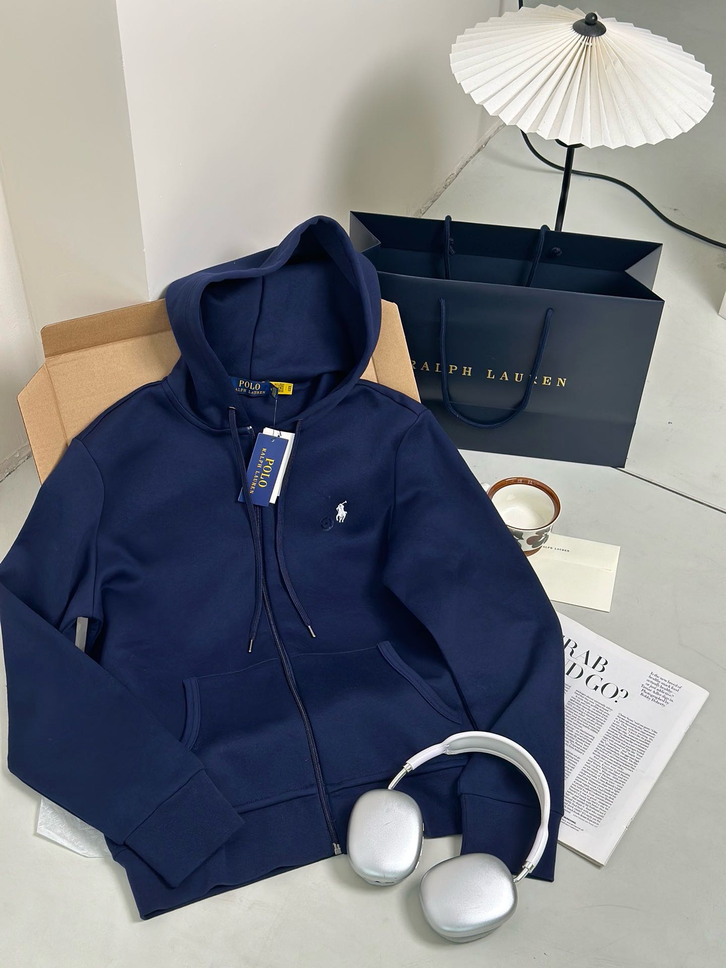 Polo Ralph Lauren Polo Pony Embroidered Zip-Up Hoodie Navy 