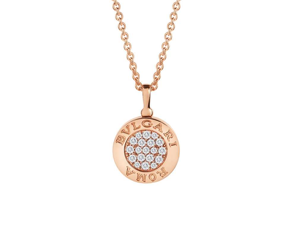 Bvlgari Bvlgari Necklace with 18 kt Rose Gold Pendant set with Onyx and Pavé diamonds