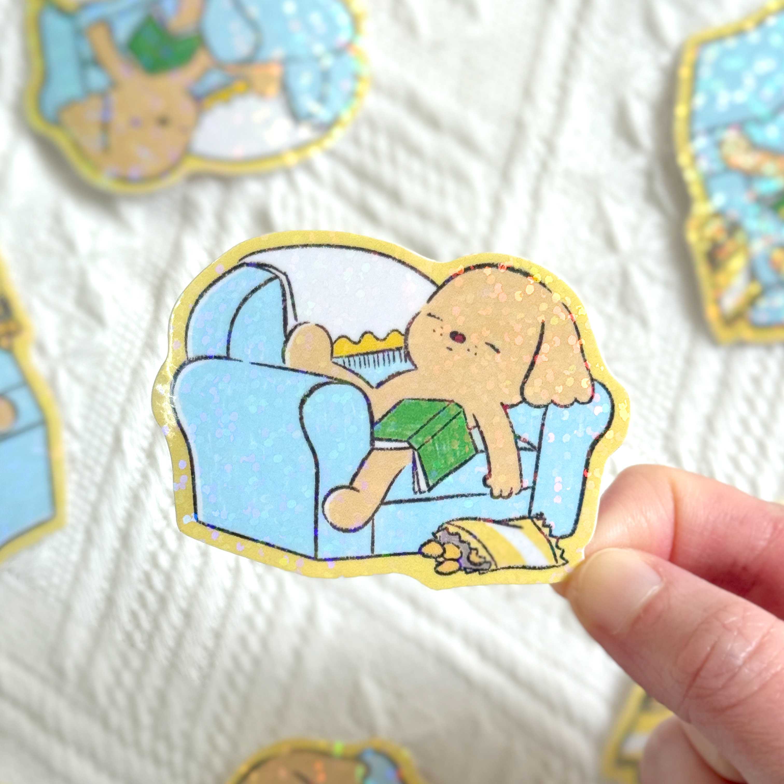 Holographic Waterproof Sticker - Couch Potato