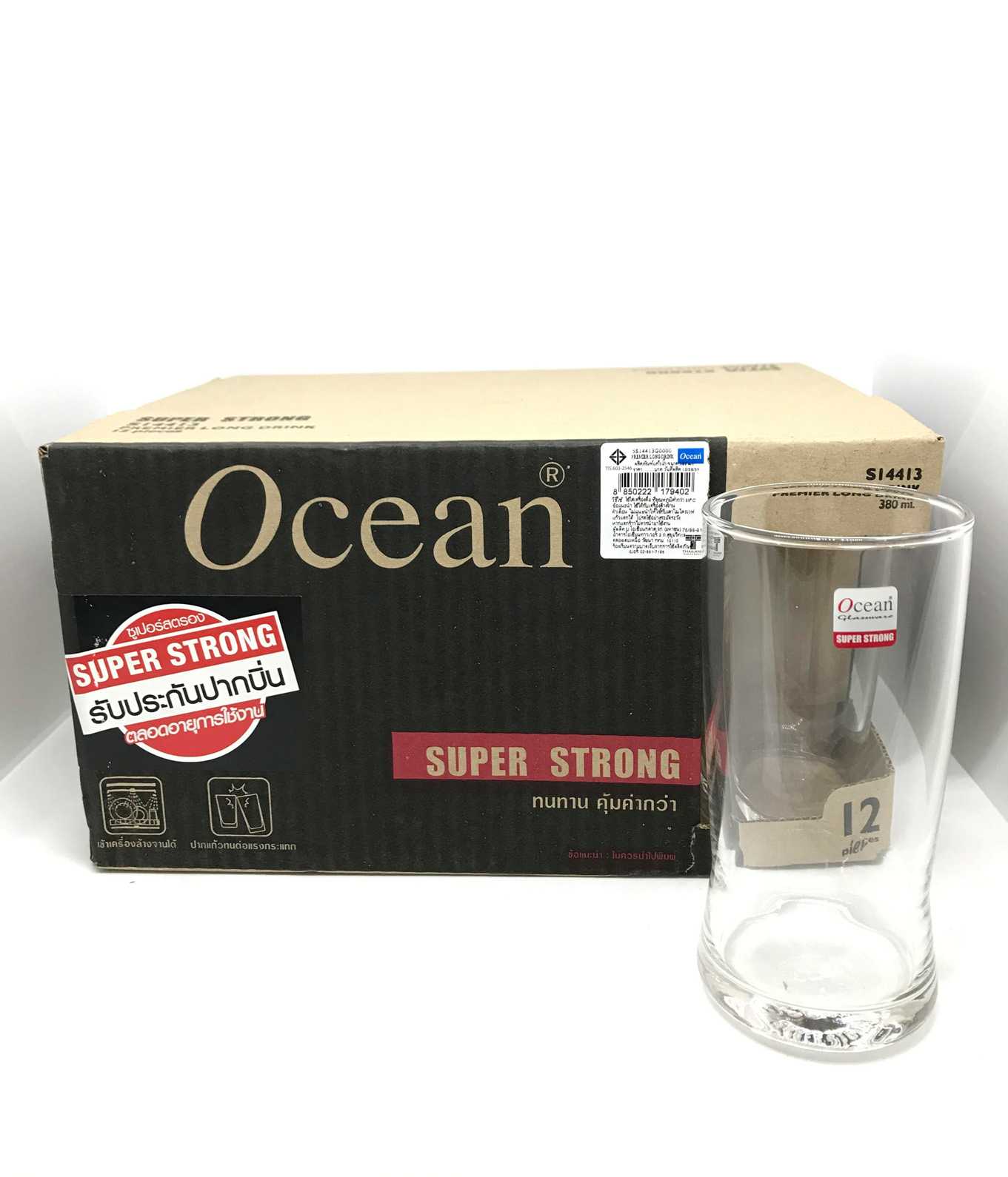 แก้วน้ำดื่ม 380มล Ocean Super Strong Long Drink Glass - S14413 [กล่อง 12ใบ]