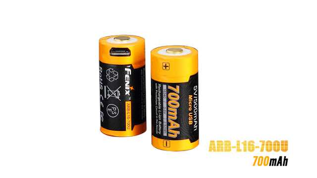 แบตเตอรี่Battery Li-on Fenix RCR123 ARB-L16 700U USB