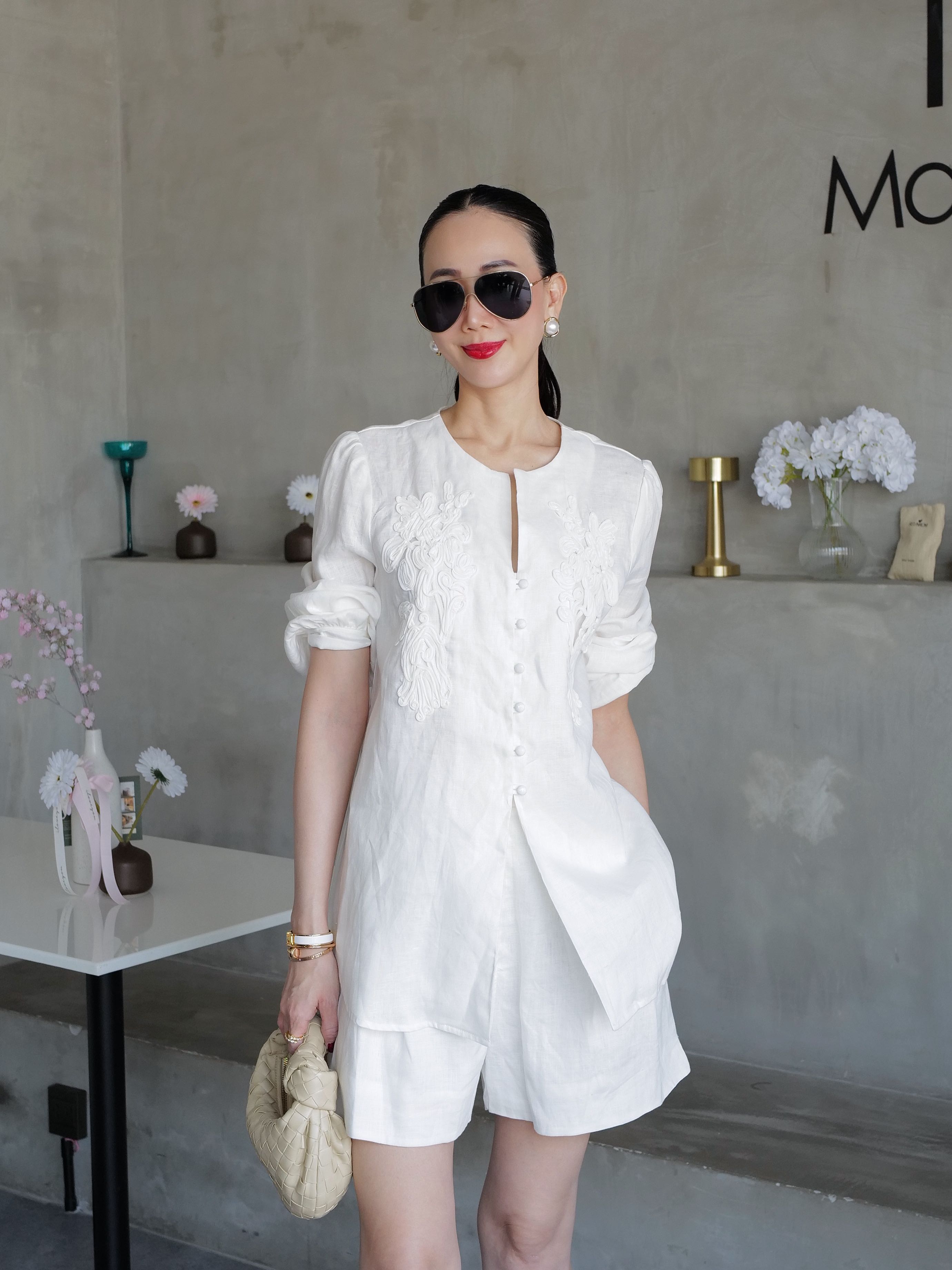 📌พร้อมส่ง…WHITE COTTON LINEN SET 2 PCS