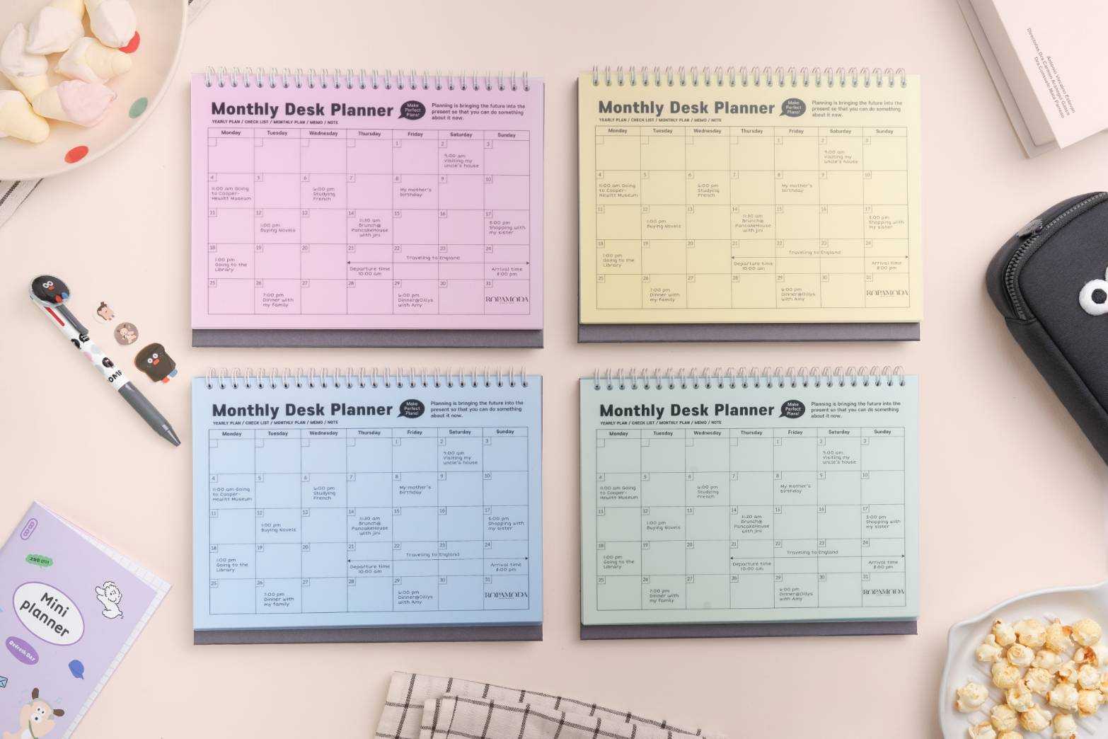Ropamoda สมุดแพลนเนอร์เกาหลี Month desk planner - แบบตั้งโต๊ะ (85025)