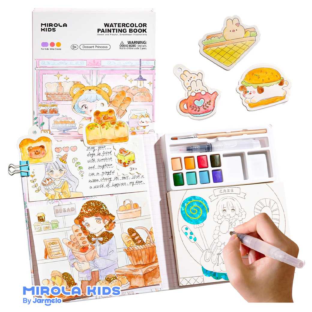 ชุดสมุดระบายสีน้ำแบบพกพา MIROLA KIDS : WATERCOLOR PAINTING BOOK - Dessert Princess