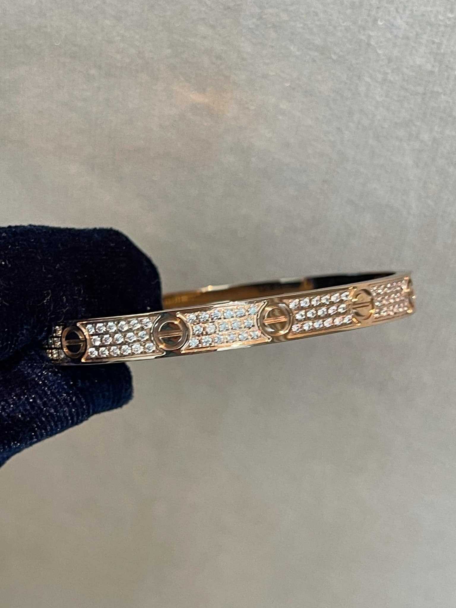 พร้อมส่ง sz16 กำไลข้อมือLoveLy full diamond สีrose gold