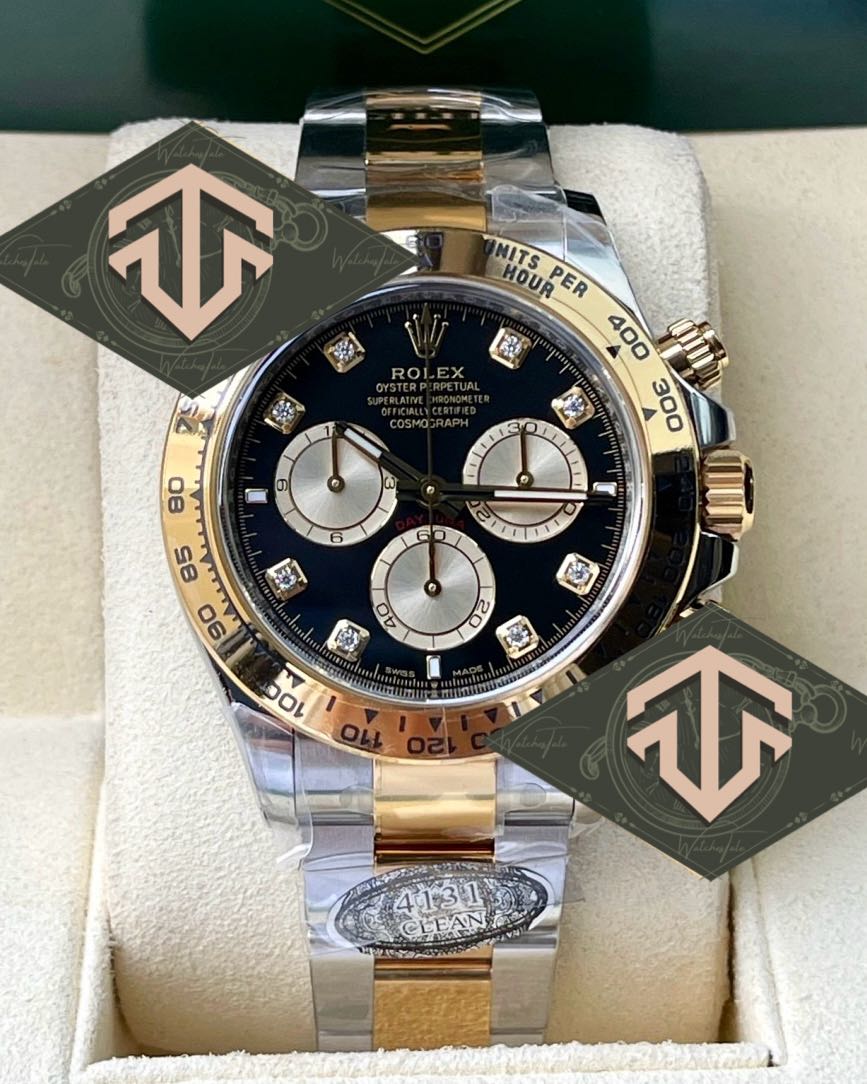 Rolex Daytona Twotone Yellowgold Black Diamond Ref.126503  ( Super Clone 4131 ) 40mm. Clean