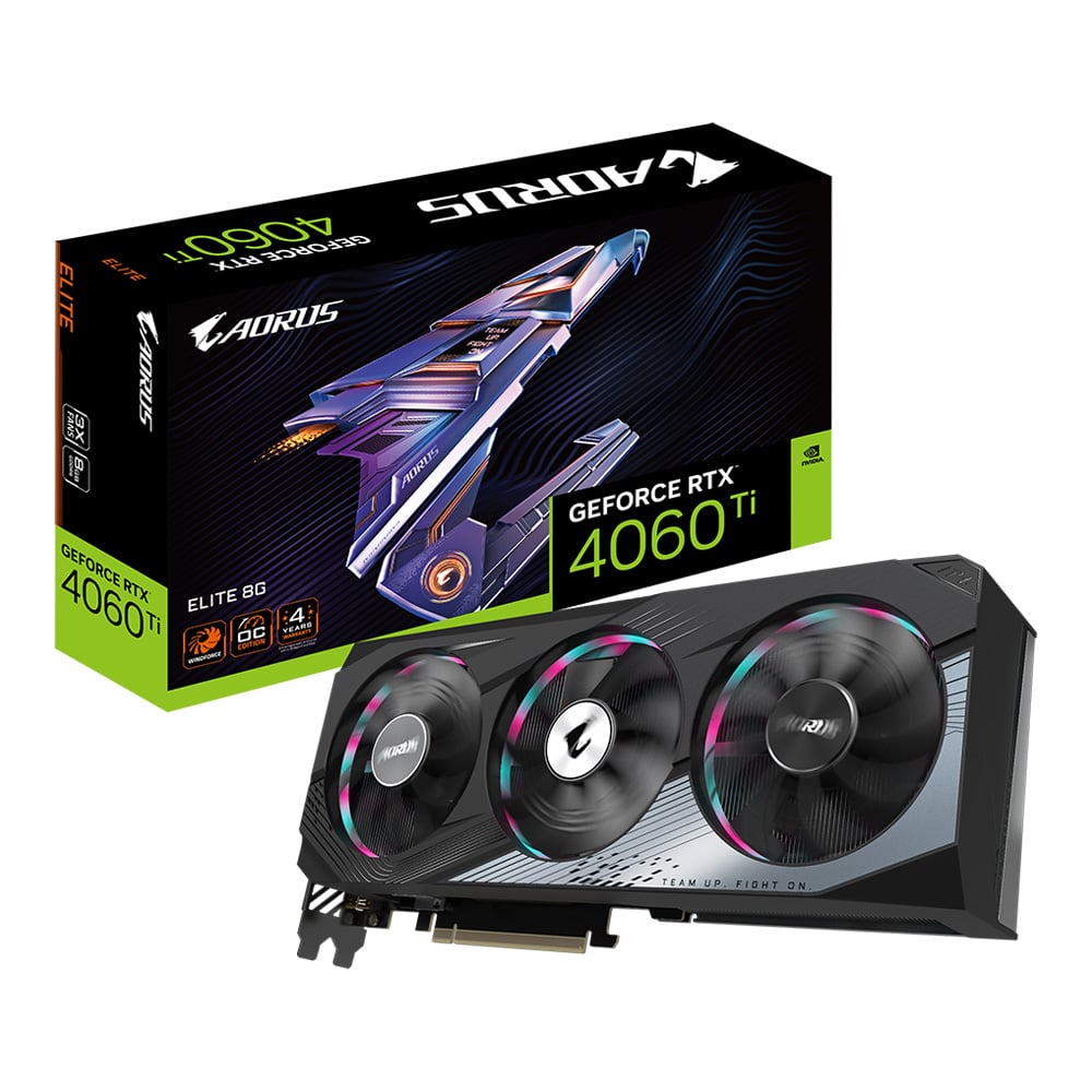 VGA (การ์ดแสดงผล) GIGABYTE AORUS GEFORCE RTX 4060 TI ELITE 8G - 8GB GDDR6 (GV-N406TAORUS E-8GD)