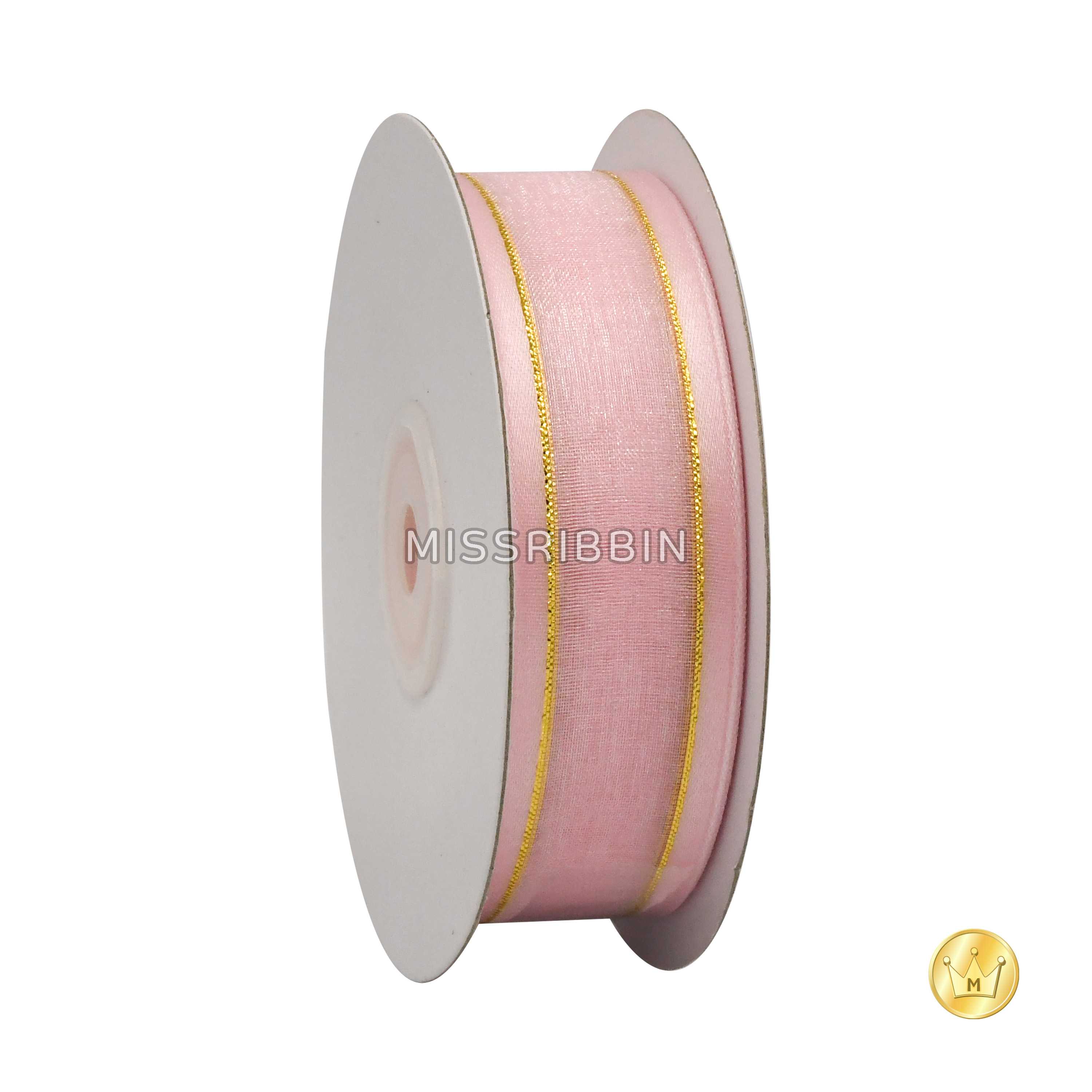 ริบบิ้นชีฟอง (สี 205) ม้วนยาว 25หลา ขนาด 10 15 25มม.