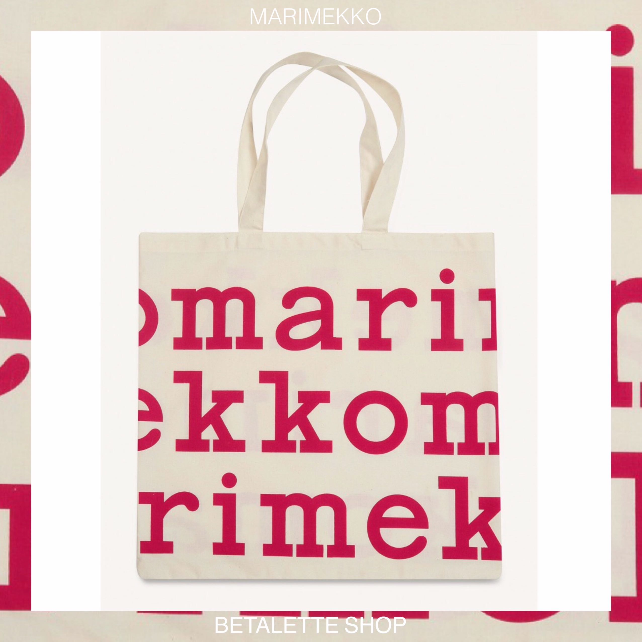 พร้อมส่ง !! 💖 Marimekko Logo Tote Bag ลายโลโก้สีชมพู (Pink) 💖