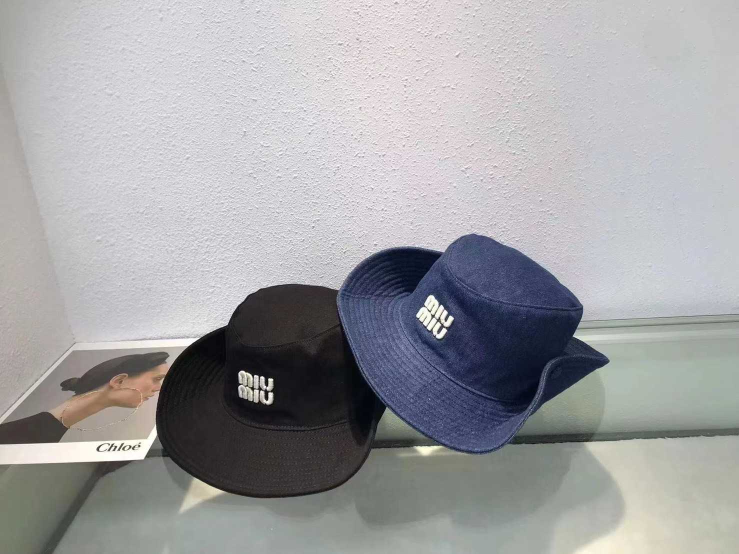 ( SALE ) MIUMIU LOGO- EMBROIDERED DENIM COWBOY HAT 