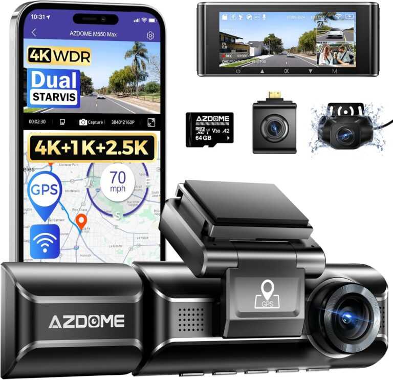 [ฟรี 64GB] AZDOME M550 MAX กล้องติดรถ 3 กล้อง 4K + 1K + 2.5K WIFI GPS Capacitor รับประกัน 1 ปี