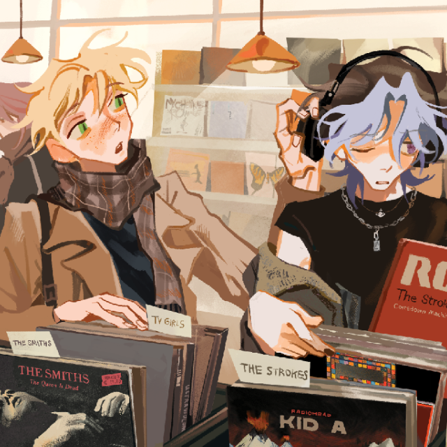 POSTCARD - record shop
